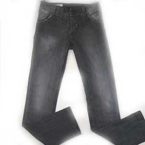NWT Cycle Black Stretch Denim Button Fly Skinny Jeans Faded Size 29/32 Italy